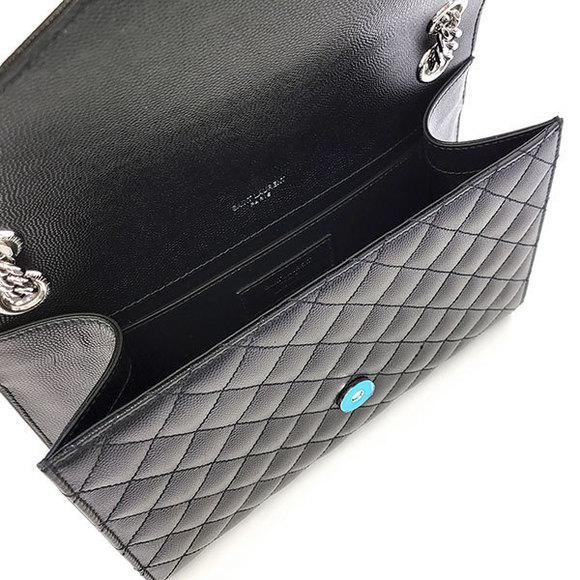 Saint Laurent Envelope Medium Chain Shoulder Bag Black Silver - Picture 5 of 5